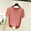 Camiseta de Manga Corta con Cuello Redondo de Modal para Mujer, Ropa Exterior de Verano, Capa Base, Top Talla Grande, Holgado, Fresco y Dulce
