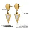 Pendientes de Concha de Gama Alta Transfronterizos para Mujer, Acero de Titanio Galvanizado en Oro de 18 Quilates con Pendientes Triangulares Incrustados de Diamantes, Accesorios de Oreja de Moda de Lujo Ligero