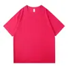 210g Algodão Puro Ombro Caído Gola Redonda Manga Curta Verão Novo Peso Pesado Casual Moda Mais Vendido Cor Sólida Camiseta Masculina Top