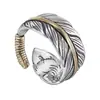Nuevo Anillo de Plumas con Diseño de Nicho de Alas de Ángel Retro, Anillo Hip-Hop Vintage de Moda y Tendencia para Hombres y Mujeres