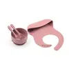 Fabricantes de origen set de vajilla infantil de silicona babero para bebé tazón de silicona cuchara Tenedor tazón complementario vajilla de alimentación de silicona