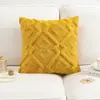 Funda de Almohada de Felpa de Algodón Color Sólido con Forma de Diamante Transfronteriza Modelo Minimalista Moderno para Sala de Estar Sofá Decoración de Habitación Modelo Almohada para Cabecera