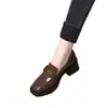 Zapatos populares de tacón grueso para mujer, novedad otoño 2026 estilo francés piel suave retro puntera cuadrada sin cordones poco profundos zapatos de un solo color