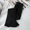 Jeans Pretos de Cintura Alta com Fenda para Mulheres, Novo Estilo Slim para Primavera e Outono, Roupa Exterior Ajustada, Calças Elásticas Micro-Flare de Comprimento Total, Tendência