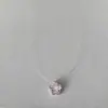 Collar Sencillo y Versátil de Zircón de Colores en Forma de Estrella con Hilo de Pescar Invisible, Cadena para la Clavícula Elegante y Moderna