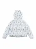 Chaqueta Corta de Algodón con Capucha y Estampado Integral de Ositos, Linda, Dulce y Genial, para Mujer, Nueva para Invierno 2025, Cálida y Engrosada