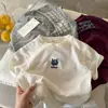 Camiseta de verano fina de manga corta con estampado de letras, suave y linda, para niños y niñas 2026, camiseta básica para niños pequeños 3