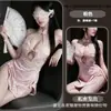 Estilo club nocturno, sexy, lencería clásica cheongsam, encaje, diseño de corte, atrevido, con cordones, estilo uniforme, seductor, no requiere extracción, conjunto qqny