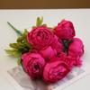 Flor Artificial de Peonía Hilada con Núcleo de 13 Cabezas Estilo Europeo Transfronterizo Flor Artificial de Boda Decoración de Mesa para Sala de Estar Hogar Ramo Artificial