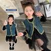 Traje de vestido chaleco para niñas Primavera y Otoño 2025 Nueva Moda Infantil Bebé Otoño Vestido de Mezclilla
