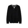 Popular Transfronteiriço Tamanho Europeu Plus Size Falso Duas Peças Gola V Malha Masculino Estilo Old Money Negócios Outono e Inverno Venda por Atacado de Fábrica