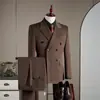 Traje de Lana Cruzado para Hombre Traje de Negocios Formal Alta Calidad Ajustado Tallas Grandes Traje de Novio para Boda Traje de Tres Piezas