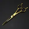 Tesoura de Cabeleireiro Dupla Face Personalizada de 6 Polegadas Preta e Dourada Colorida, Tesoura de Corte de Cabelo, Tesoura Reta, Tesoura de Franja