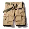 Pantalones Cortos de Trabajo para Hombre 2021 Verano Nuevo Estilo Lavados Color Sólido Multibolsillos Pantalones Casuales Algodón Puro Seis Puntos Deportivos Pantalones para Hombre