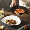 Plato Roscado de Forma Irregular, Plato de Cerámica para la Mesa del Hogar, Plato para Ensalada de Frutas, Plato de Cerámica de Alta Estética Estilo Occidental para Pasta, Nuevo para Uso Doméstico