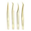 Pinzas para Injerto de Pestañas, Especializadas para Técnicos de Pestañas, Pinzas de Separación de Pelo Tipo Flor de Pluma Dorada Antideslizantes de Alta Precisión, Pestañas Postizas en Stock