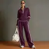 Conjunto de dos piezas de pantalones de punto de pierna ancha con media cremallera, estilo europeo y americano, nuevo, superventas transfronterizos de estación independiente de Amazon, ropa para mujer