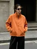 Chaqueta corta de estilo americano, corte holgado, hombros rectos, cuello alto, con cremallera, para mujer, ligera y estilizada, top casual para mujer, chaqueta de trabajo a la moda