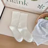 Meias de Algodão Brancas para Mulheres, Meias de Cano Médio para Outono e Inverno, Meias de Maternidade Sem Costura, Meias de Algodão Longas Estilo Slouch, Meias Lisas da Indústria de Meias de Zhuji