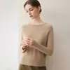 Elegante y Hermoso~Suéter de Cachemira con Cuello Redondo Hueco Suave para Mujer Tejido Holgado Elegante Sencillo Cálido Ropa de Punto de Capa Base