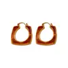 Pinzas para Orejas Cuadradas Huecas de Resina Color Café Electrochapadas en Oro Real de 18 Quilates, Aretes de Lujo Ligero de Gama Alta, Accesorios para Orejas Versátiles Vintage para Mujeres