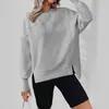 2026 Ropa de mujer transfronteriza europea y americana Amazon otoño e invierno nueva sudadera casual suelta versátil de cuello redondo y manga larga con abertura