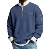 2026 Transfronterizo Europeo y Americano Amazon Primavera Nuevo Patrón de Waffle Moda Casual Bolsillo con Cremallera Hombre Cuello Alto Manga Larga Camisa