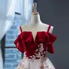 Vestido de Gala para Banquete 2026 Novo Estilo Vestido de Noiva para Brinde Estilo Floresta Super Fada Alça Dupla Vestido Princesa em Vinho Tinto