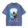 Verano Nuevo Casual Holgado Lavado Retro Camisetas de Hombre y Mujer Anime Rim Dragon Ball Secundario Rey Mono
