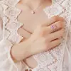 Anillo de Diamante Raydion de 5 Quilates Diamante Rosa Plata de Ley S925 Chapado en Oro Conjunto Grupal con Anillo de Diamante Simulado Anillo de Boda Compromiso