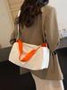 Bolso de Axila de Color Contrastante Corea del Sur para Mujer 2024 Nueva Moda de Moda Bolso Tote Estudiante Clase Gran Capacidad Bolso Cruzado