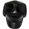 Gorra de Cuero de Invierno para Hombres de Mediana Edad y Mayores, Gorro de Algodón Lei Feng Engrosado con Forro de Felpa para Proteger del Frío y las Orejas, para Papá