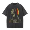Camiseta con Estampado Gráfico Retro Lavada de Bob Marley One Love Reggae, Hombres, Mujeres Camiseta de Algodón Casual Retro, Hombres