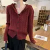 Jaqueta Cardigan de Tricô com Capuz e Manga Longa Estilo Coreano para Mulheres, Novo Modelo Outono/Inverno 2026, Emagrecedor, Elegante, Versátil