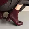 Botines Chelsea Versátiles de Piel de Oveja Suave para el Trabajo Otoño/Invierno 2026 Tacón Grueso Tacón Medio Cremallera Trasera Punta Redonda Botines de Piel Genuina para Mujer