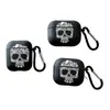 Estampa de Caveira Preta Criativa Capa Protetora para AirPods Apple Fone de Ouvido Bluetooth Sem Fio Capa Transparente para Fone de Ouvido