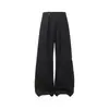Calça Casual de Tecido com Listras Verticais de Perna Larga Estilo Old Money, Design da Moda Masculina Americana Tendência com Pregas e Efeito de Caimento, Calça Solta Comprimento Total