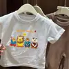 Camiseta de Manga Corta Holgada con Estampado de Dibujos Animados, Estilo Nuevo de Verano para Niños y Niñas, Tops Casuales para Niños Pequeños y Medianos 0183A124