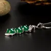 Estilo Coreano Colgante de Frijol Verde de Calcedonia Verde Incrustado de Diamantes para Mujer Hojas Ágata Verde Collar de Frijol Verde Joyería Personalizada de Moda