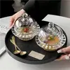 Taza de Nido de Pájaro de Vidrio con Tapa, Bol Transparente para Postre de Frutas, Bol para Agua con Azúcar, Juego de Tazones para Hongo Blanco, Taza de Sopa, Taza de Vidrio Giratoria