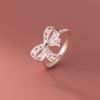 Anillo de lazo hueco estilo Nalan en plata pura 990ins con forma de corazón para niña dulce, exquisito anillo para el dedo índice R00937