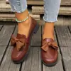 Cross2026 Primavera y Otoño Nuevo Estilo Británico Zapatos Pequeños de Cuero para Mujer Versátiles Estilo Francés Tacón Grueso Tacón Medio Estilo Japonés Lazo Zapatos de Vestir