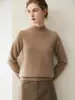 Nuevo suéter de cachemira para otoño e invierno para mujer, suéter de punto pullover de cuello medio alto, color liso, corte holgado, adecuado para ir al trabajo, prenda base en rosa, grueso