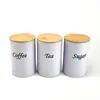 Caixa de Lata de Folha de Flandres com Tampa de Bambu em Estoque Embalagem Combinada de Conjunto de Café Chá Doces Estilo Ins Minimalista Europeu e Americano Lata de Chá Vintage
