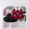 Sudadera de Algodón Piqué Estilo Universidad Británica Bordada con Lazo Manga Larga Falda Traje Falso de Dos Piezas Más Vendido Nuevo de Amazon