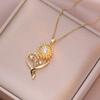 Collar para Mujer, Estilo Celebridad de Internet Europeo y Americano, Conjunto de Accesorios Giratorio de Flor de Girasol con Circonita Transfronterizo, Cadena para Clavícula Giratoria de 360 Grados