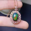 Colgante de Ópalo Negro Puro Natural y Súper Hermoso, Hecho a Mano con Materiales Cuidadosamente Seleccionados, Hermosos Colores, Buenos Cristales y Lleno de Fuego, Popular Más Allá de las Fronteras