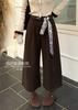 Pantalones de pierna ancha de ocho puntas de imitación de cachemir genuino, elegantes y de alta gama, para mujer, aspecto holgado y adelgazante, pantalones casuales