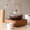 Tetera de Vidrio de Borosilicato Alto Resistente al Calor para Hogar, Tetera de Vidrio con Diseño de Calabaza Frutal, Tetera de Vidrio con Diseño de Crisantemo Rayado, Tetera con Tapa de Aleta, Tetera de Flores
