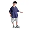 Camiseta de Manga Corta para Niños, Nuevo Estilo de Verano, Estampado Floral Grande, Moderna y Genial, Corte Holgado, Top Versátil de Manga Corta para Niños